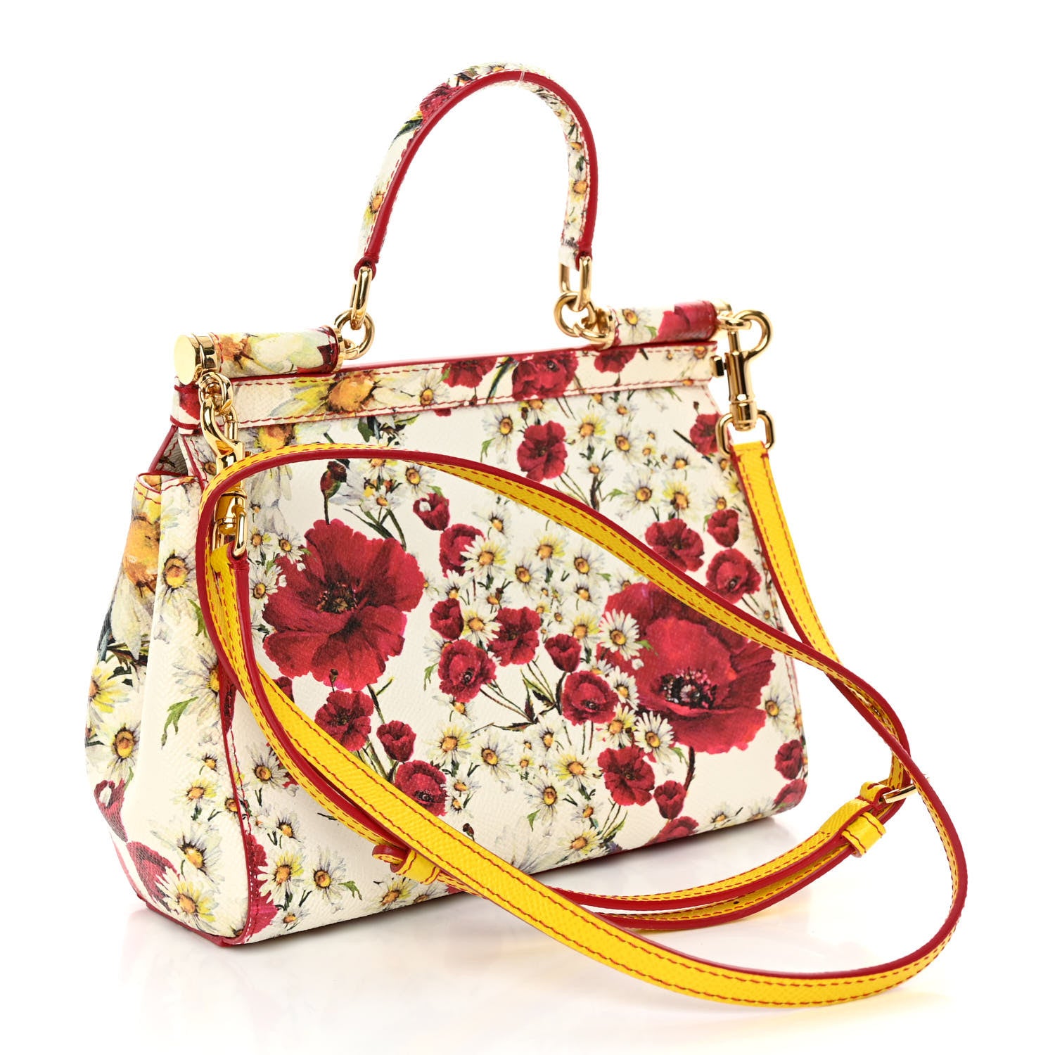 Dolce & Gabbana Dauphine Floral Print Small Miss Sicily Satchel White Multicolor 3 of 12