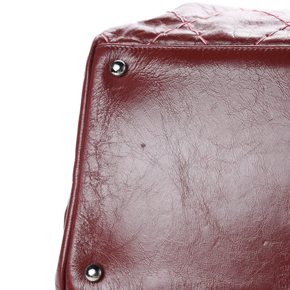 Chanel Glazed Goatskin Double Stitch Shoulder Bag Rouge 16 of 17