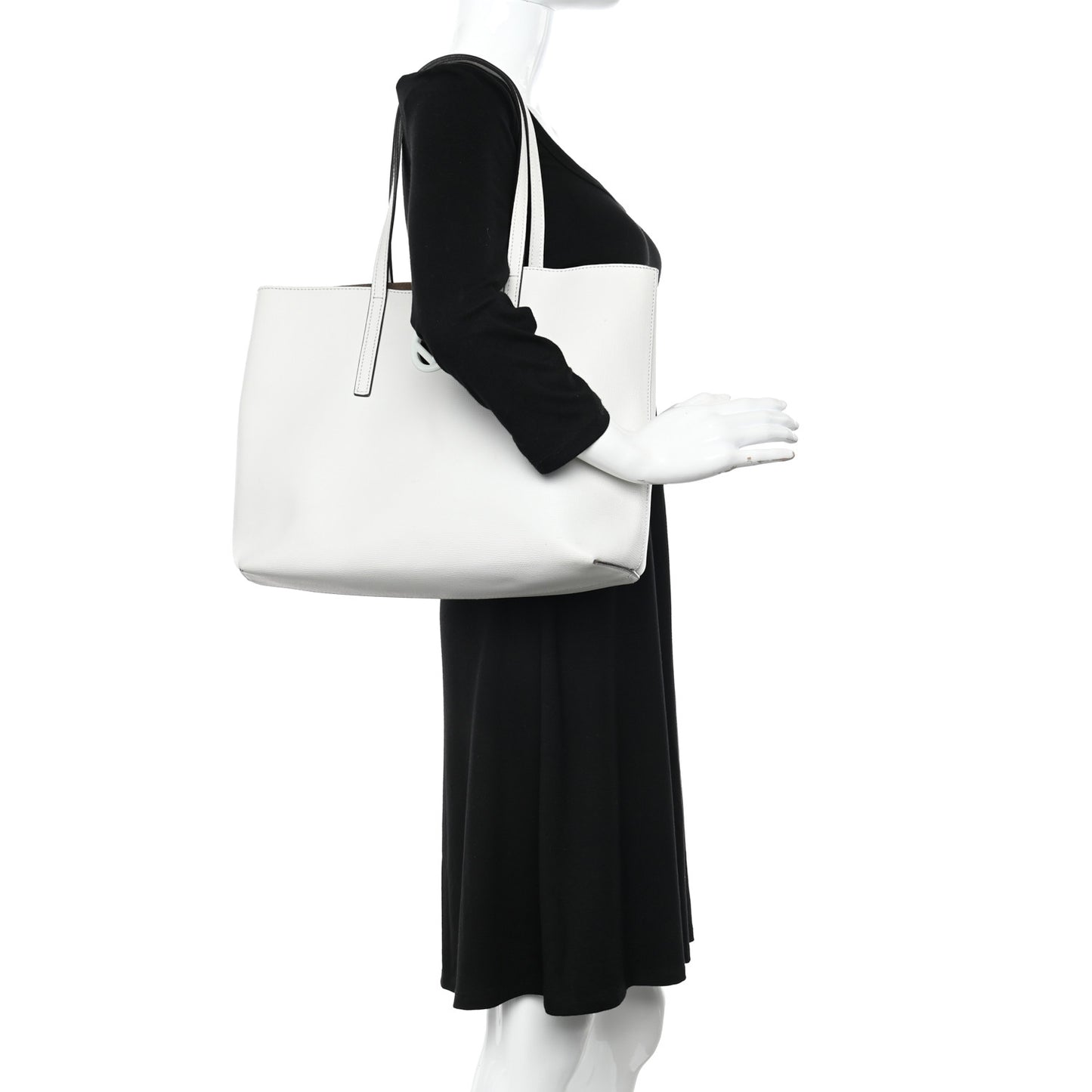 Vitello Vienna Enamel F is Fendi Shopping Tote White Taupe