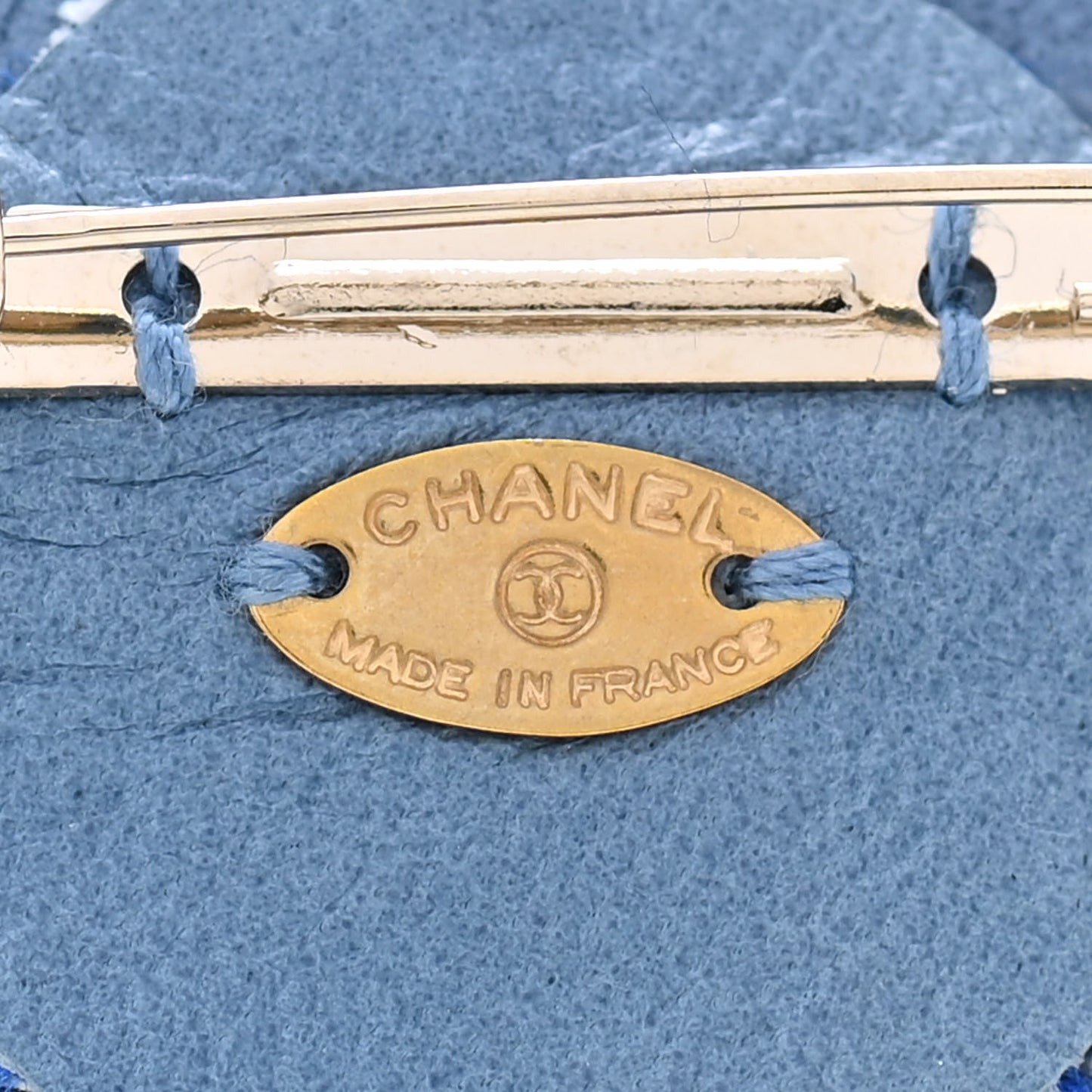 Tweed Lambskin Camellia Pearl Brooch Navy Black White