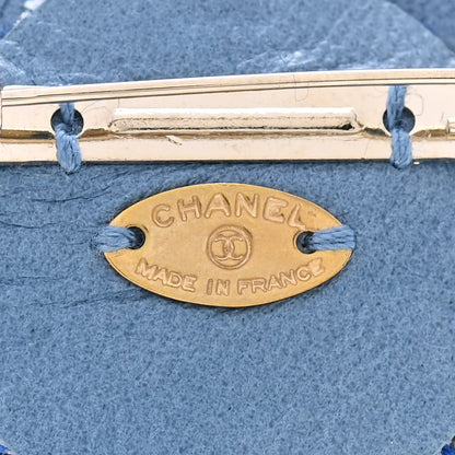 Chanel Tweed Lambskin Camellia Pearl Brooch Navy Black White 4 of 5