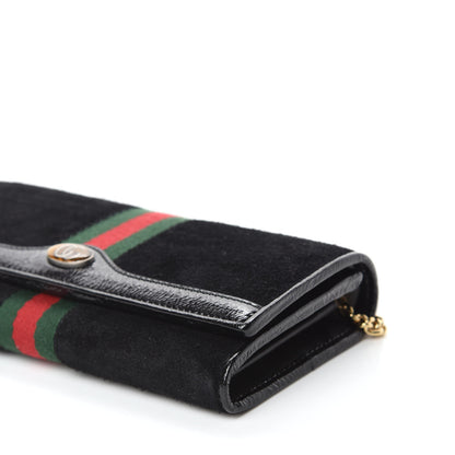 Gucci Suede Patent Web Ophidia Wallet On Chain Black 7 of 10