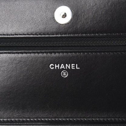 Chanel Lambskin Quilted Wallet On Chain WOC Black 8 of 12