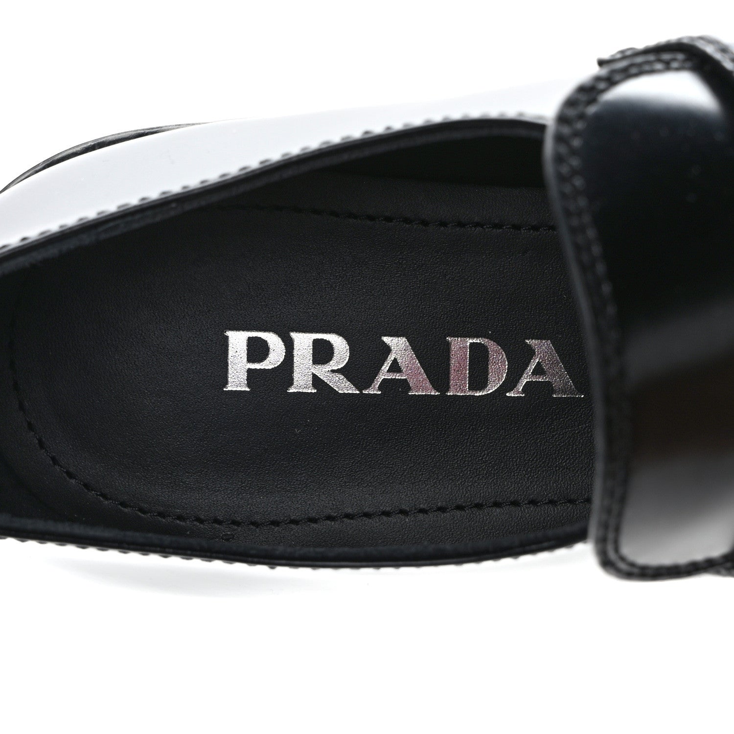 Prada Spazzolato Metal Triangle Logo 50mm Loafers 38 Black 7 of 8