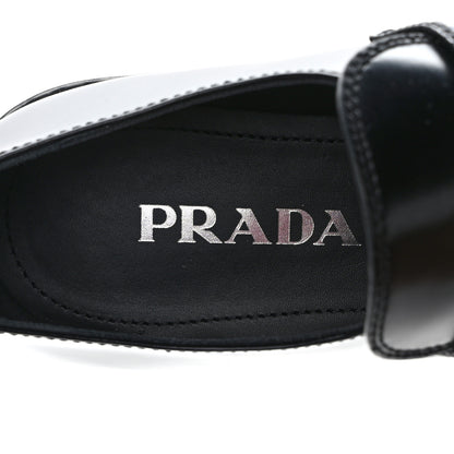 Prada Spazzolato Metal Triangle Logo 50mm Loafers 38 Black 7 of 8