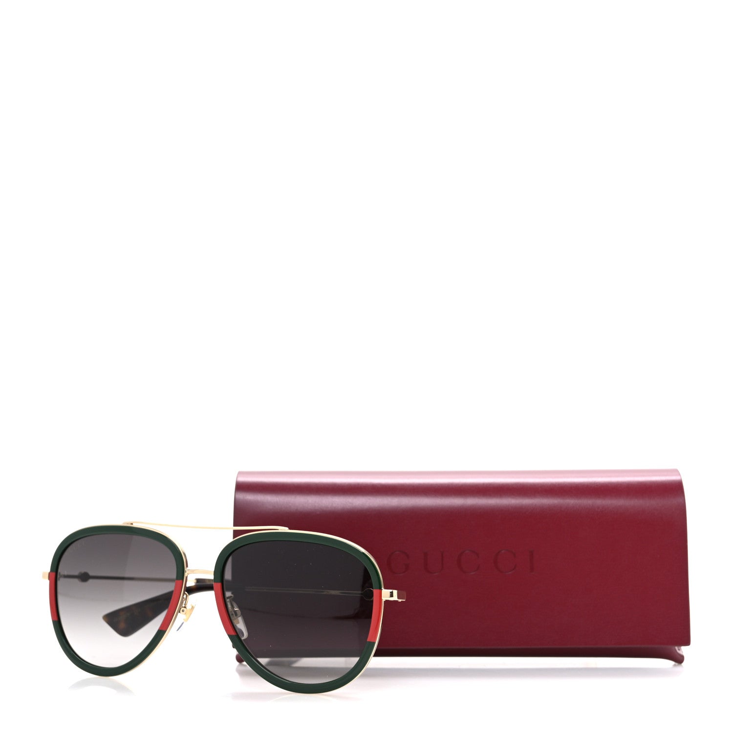 Gucci Web Aviator Sunglasses GG0062S Green Red 8 of 8