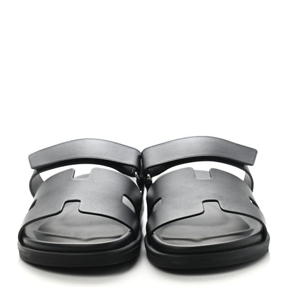 Hermes Calfskin Mens Chypre Sandals 42 Black 2 of 8