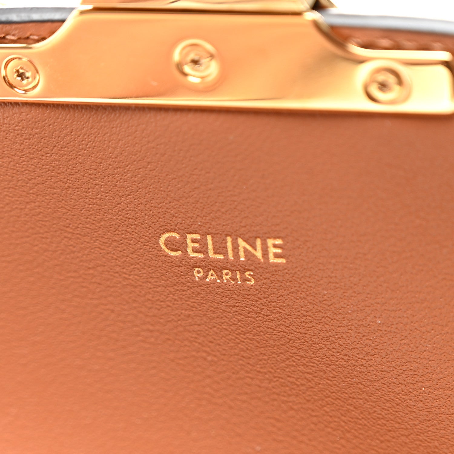 Celine Textile Natural Calfskin Teen Triomphe White Tan 6 of 10