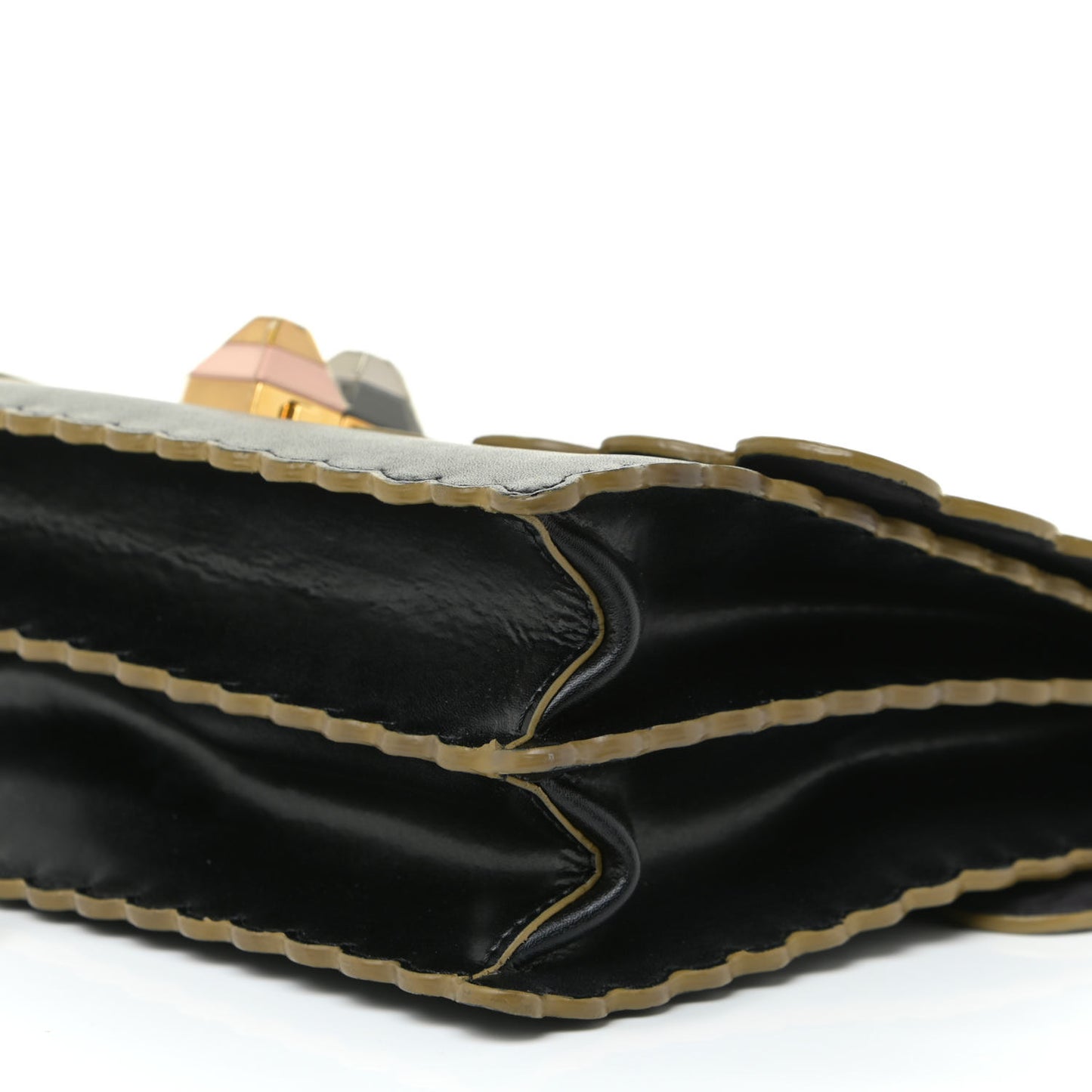 Vitello Liberty Scalloped Studded Kan I Shoulder Bag Black