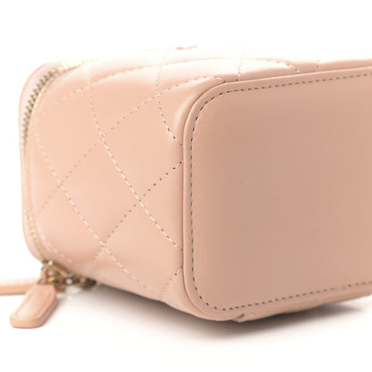 Chanel Lambskin Quilted Top Handle Mini Vanity Case With Chain Beige 8 of 9