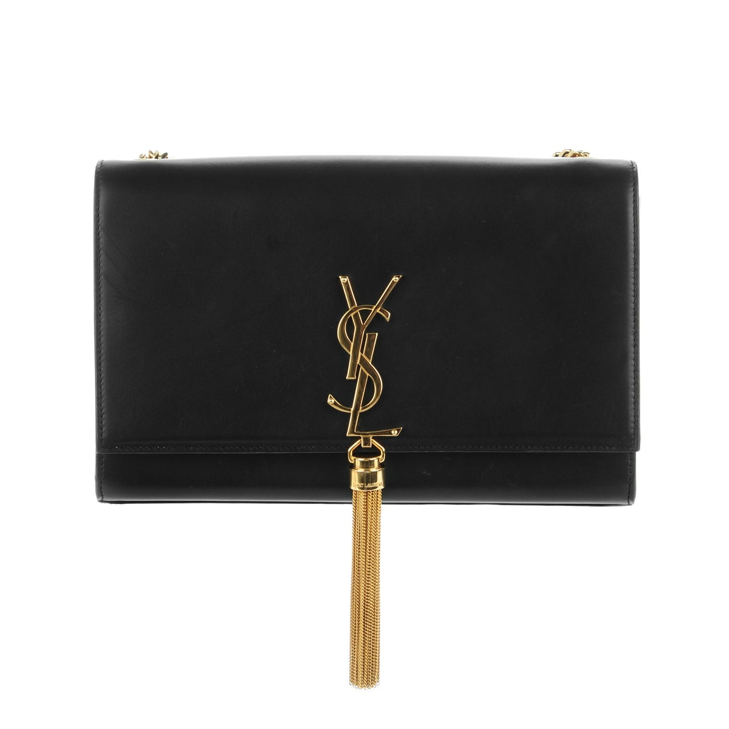 Smooth Calfskin Medium Classic Monogram Kate Tassel Satchel Black