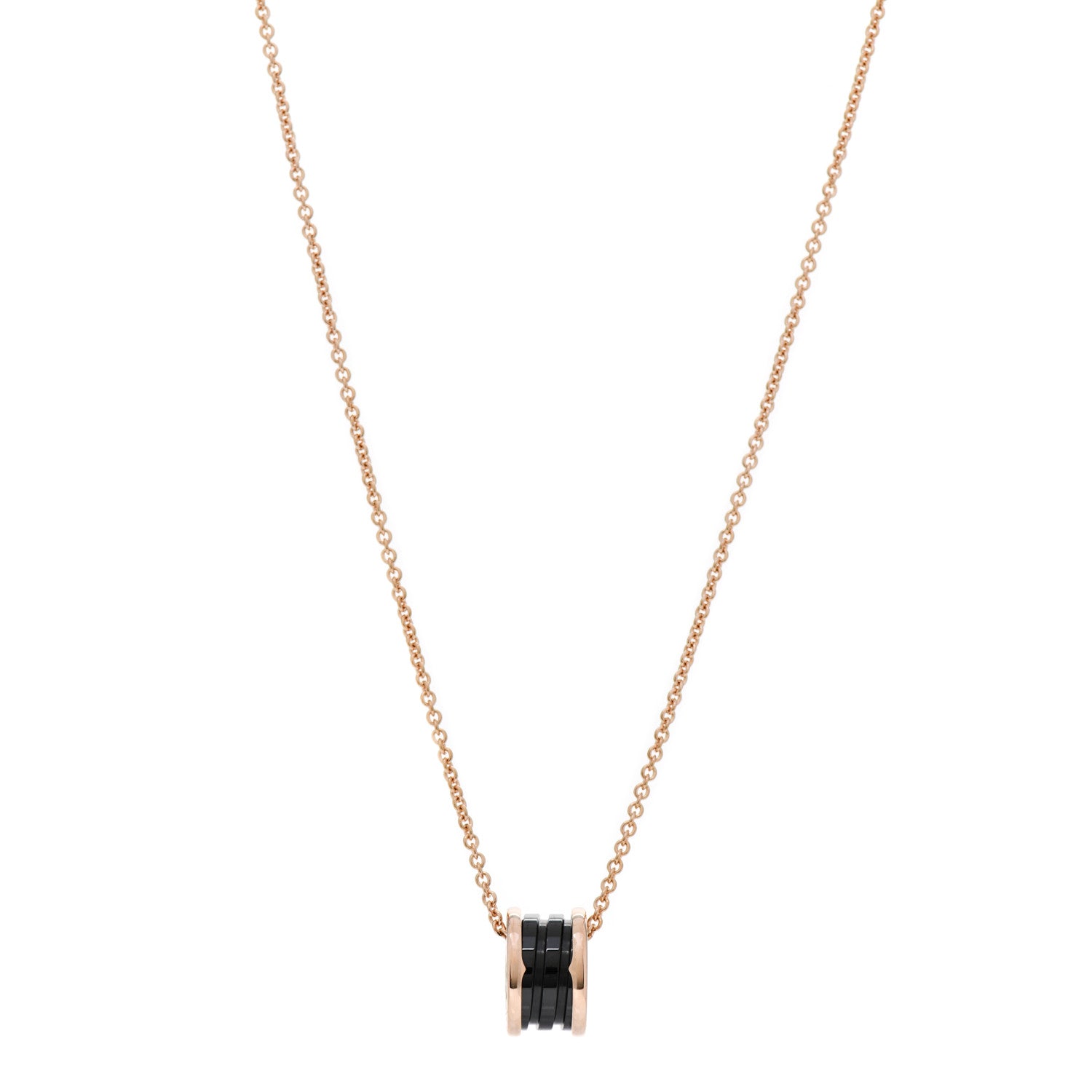 Bulgari 18K Rose Gold Black Ceramic B.Zero1 Pendant Necklace 1 of 6