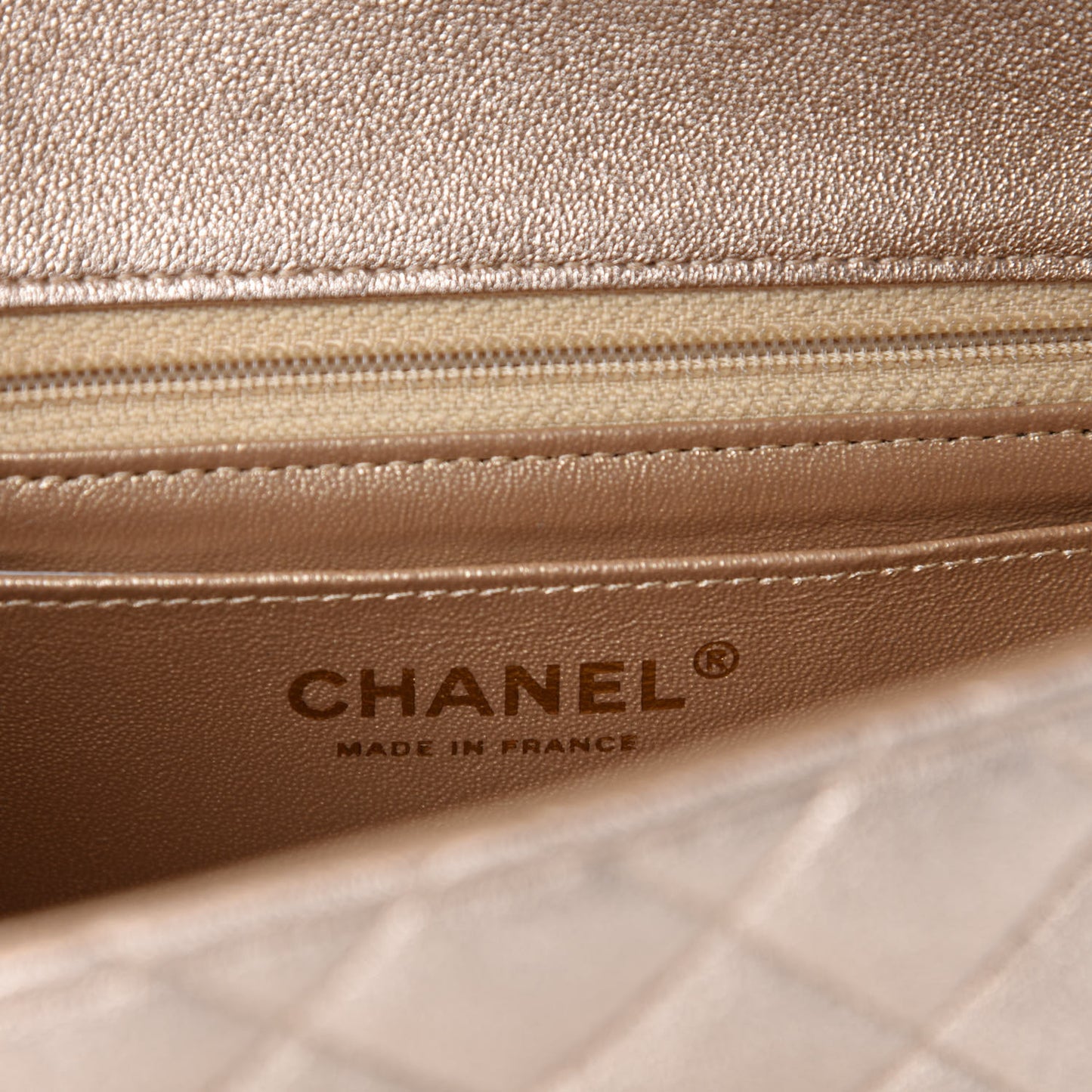 Metallic Lambskin Quilted Mini Square Flap Gold