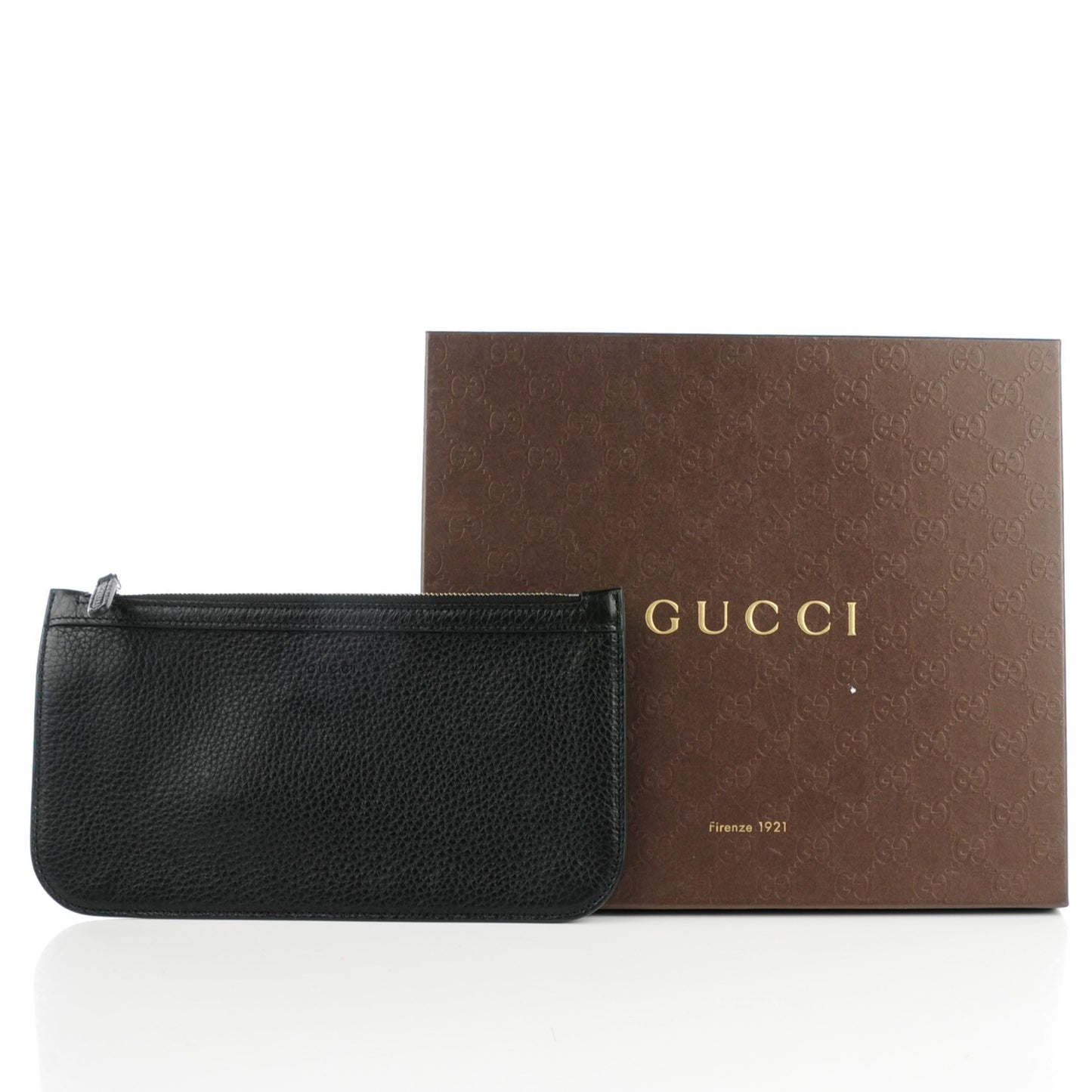 Pebbled Calfskin Zip Pouch Black