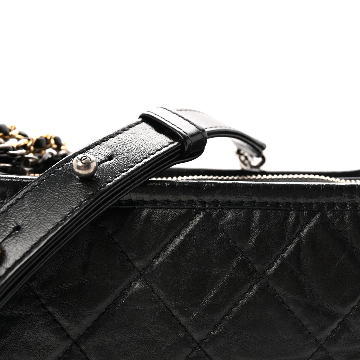 Chanel Aged Calfskin Quilted Small Gabrielle Hobo Black 7 of 9