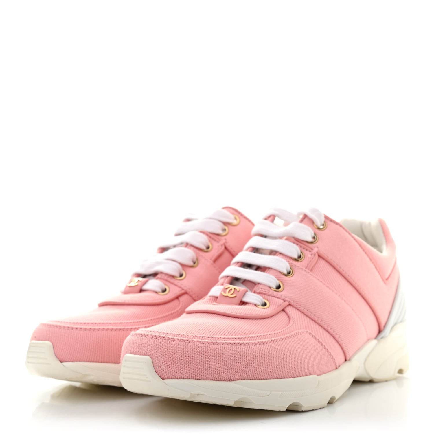 Chanel Canvas Womens CC Sneakers 38 Salmon 3 of 8