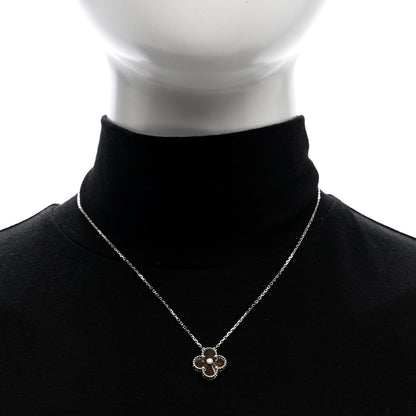Van Cleef & Arpels 18K White Rose Gold Diamond Guilloche Vintage Alhambra Pendant Necklace 2 of 5