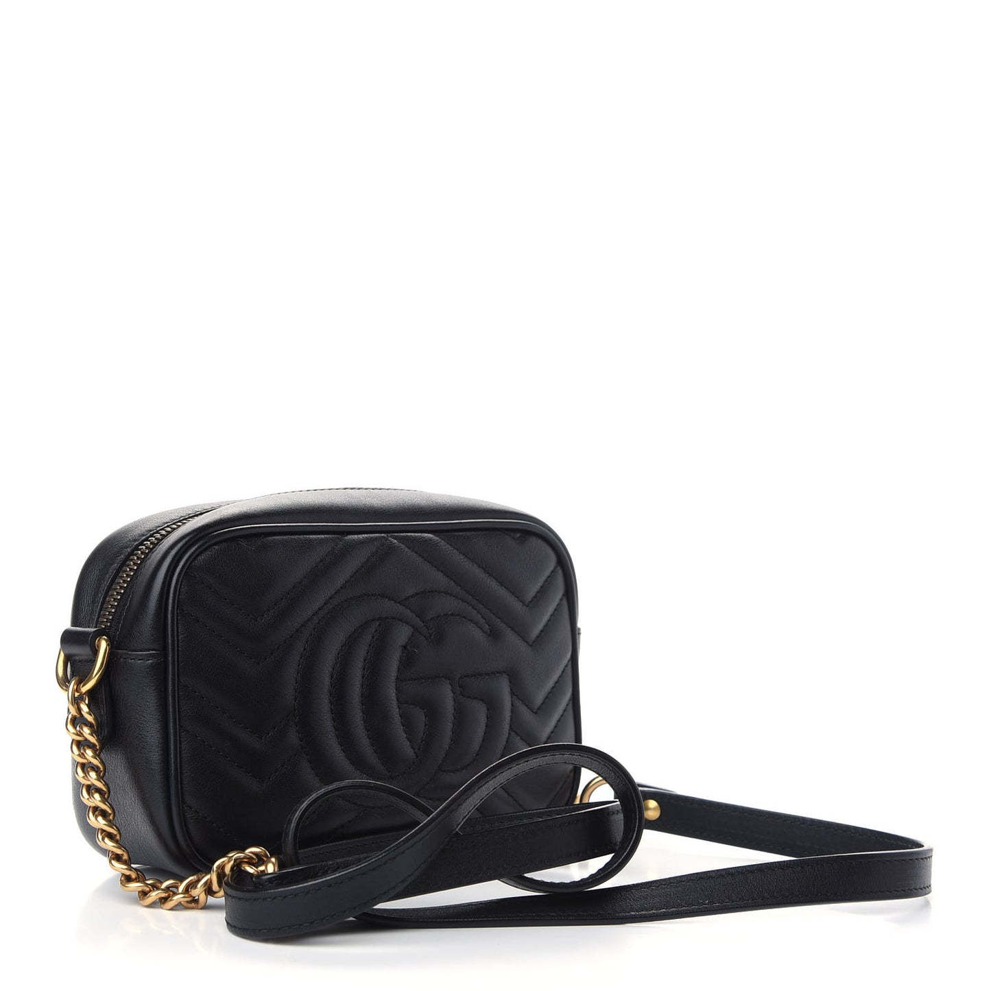 Calfskin Matelasse Mini GG Marmont Chain Shoulder Bag Black