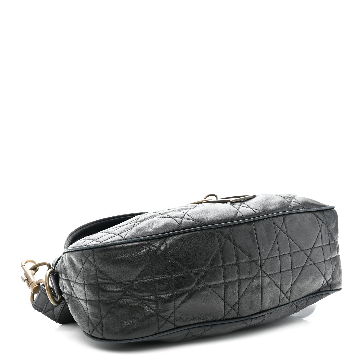 Lambskin Cannage Flap Messenger Bag Black