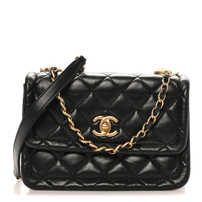 Chanel Shiny Lambskin Flap Clutch With Chain Black 1 of 10