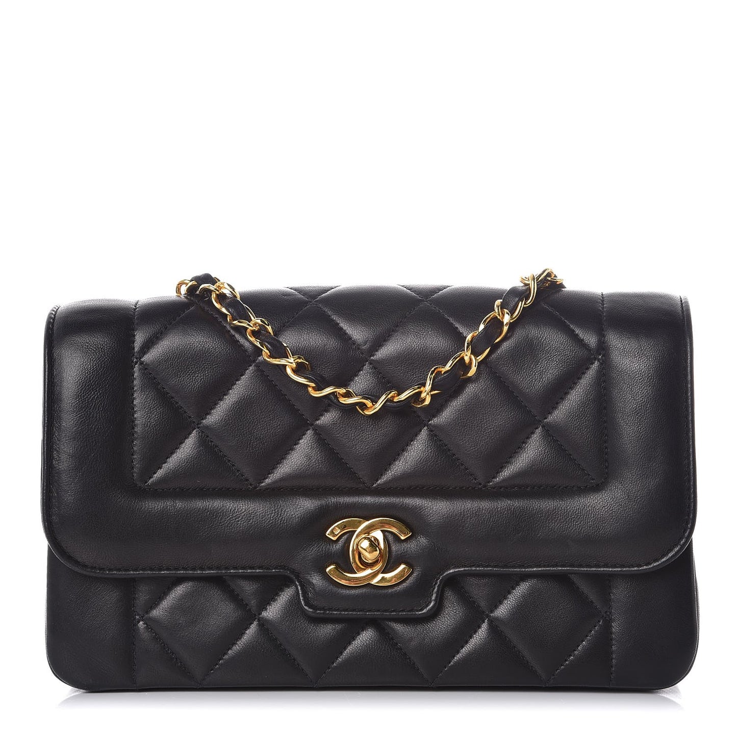 Lambskin Quilted Small Single Flap Black