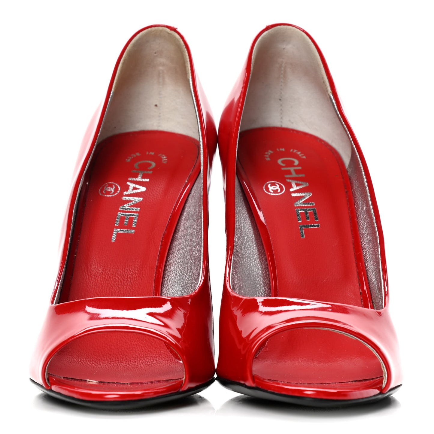 Patent Open Toe CC Pumps 38 Red