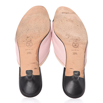 Chanel Lambskin Cap Toe CC Mules 39.5 Pink Black 7 of 17
