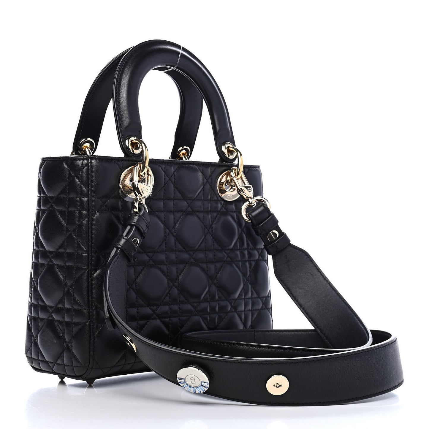 Lambskin Cannage Small Lucky Badges My Lady Dior Black