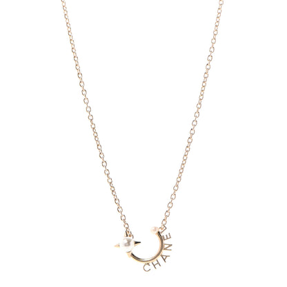 Chanel Pearl Logo Necklace Gold 1 of 6
