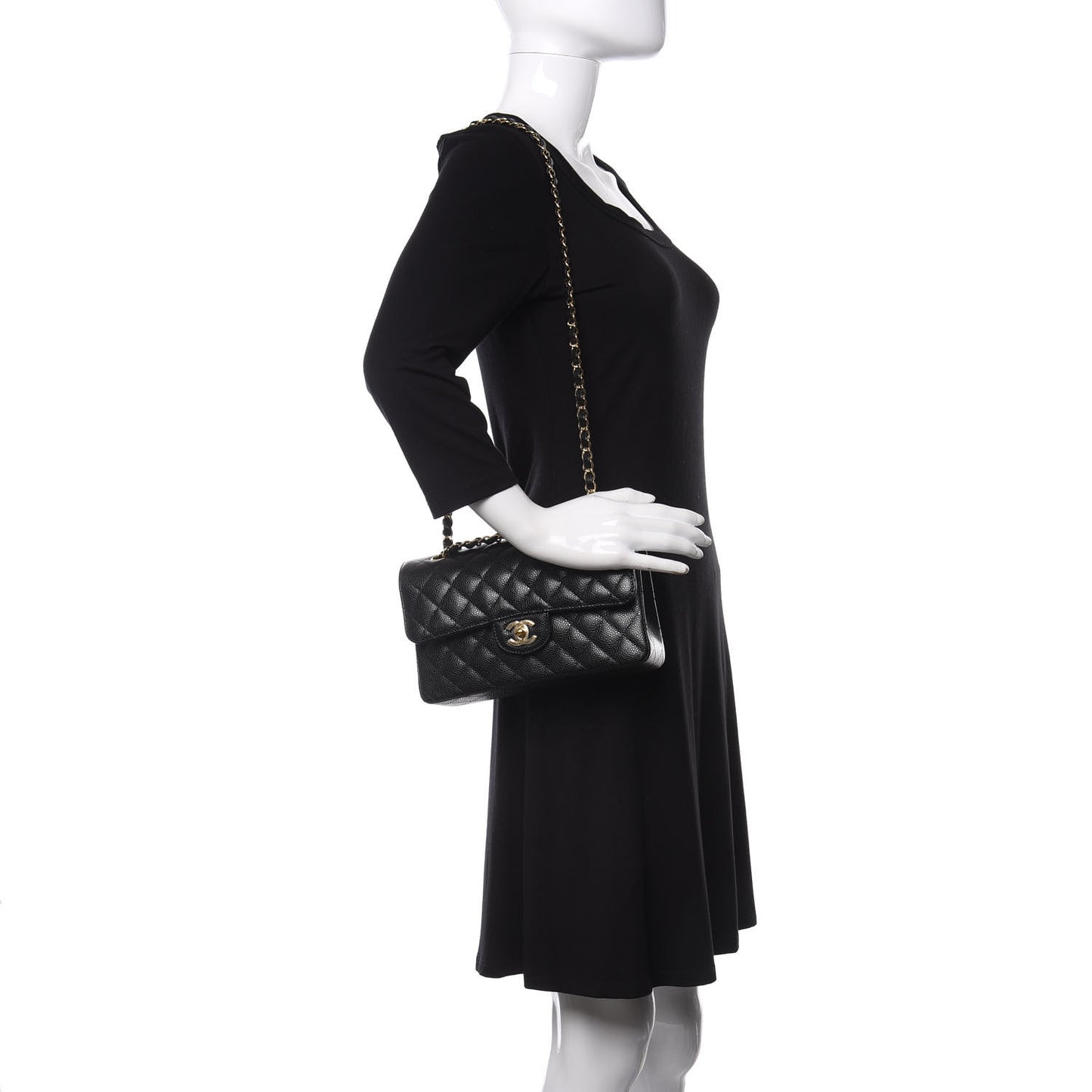 Caviar Quilted Small Double Flap Black