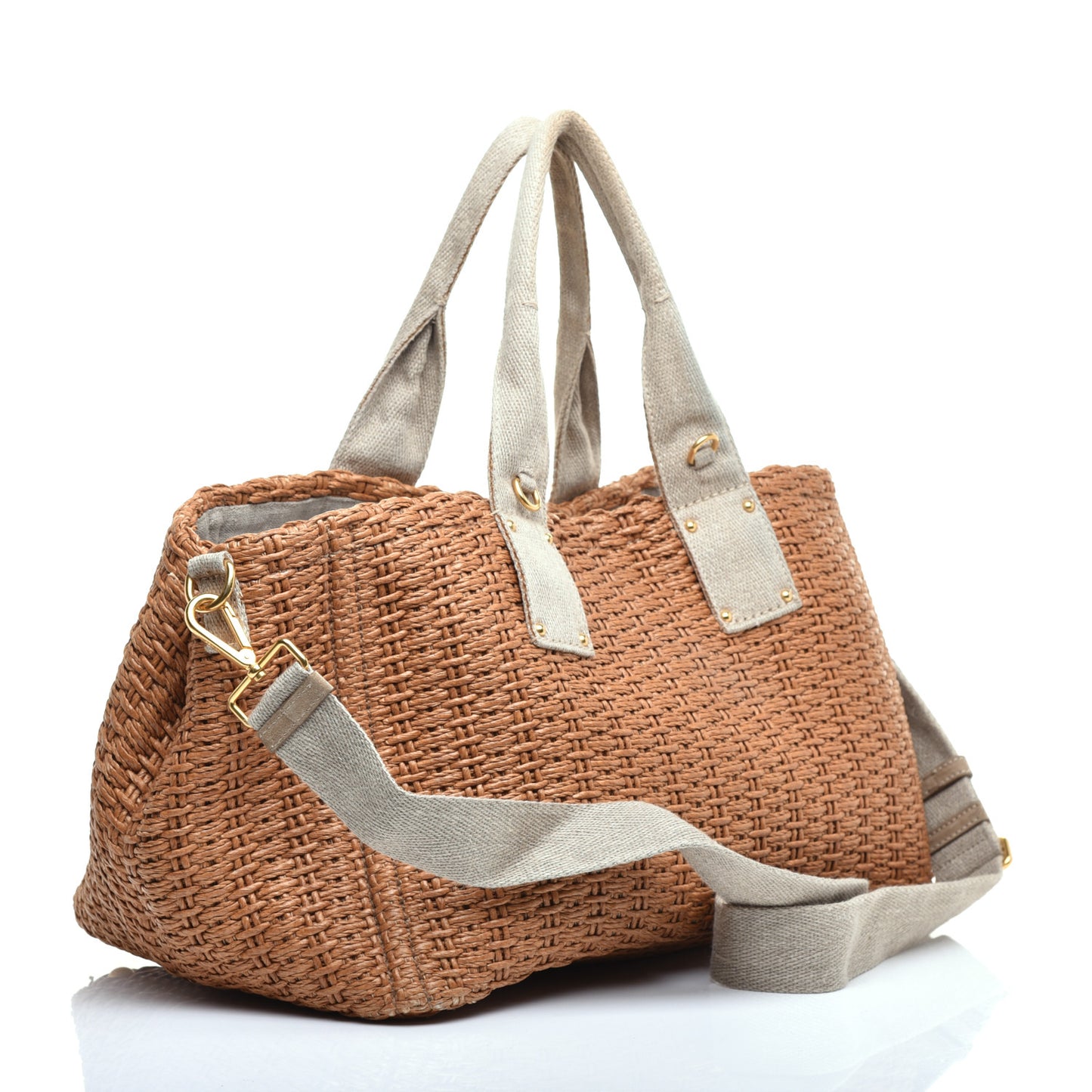 Raffia Canvas Mistolino Tote Miele
