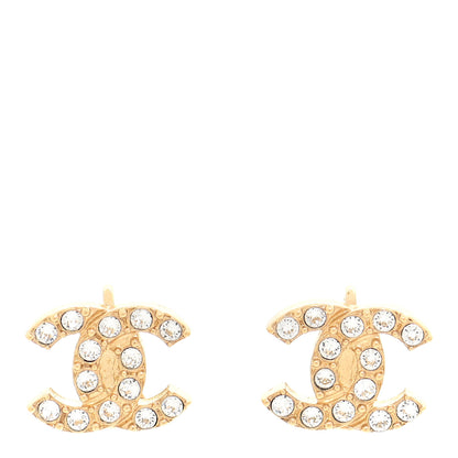 Chanel Crystal Studded CC Clip On Earrings Gold 1 of 5
