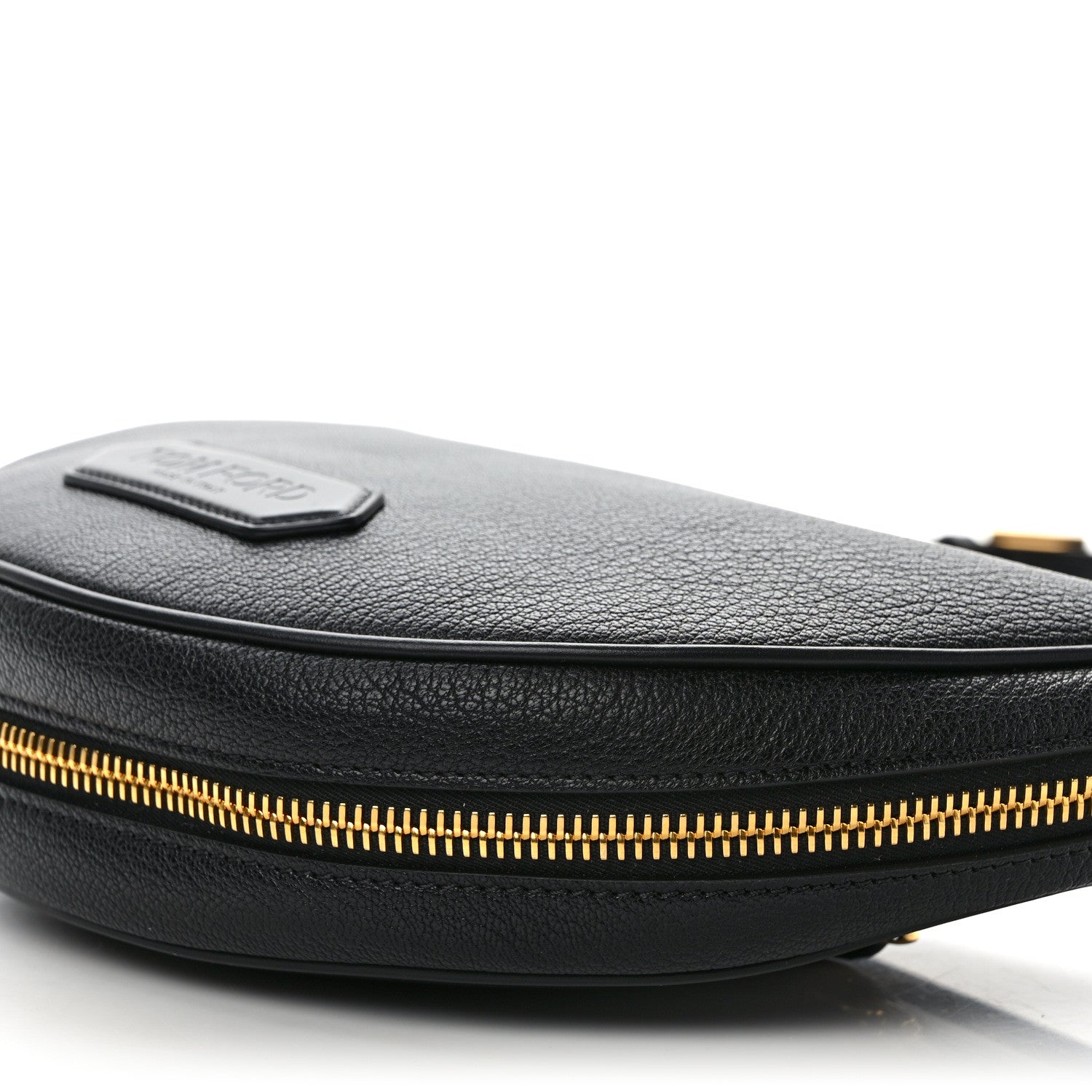 Tom Ford Grained Calfskin Zip Crescent Bag Black 8 of 8