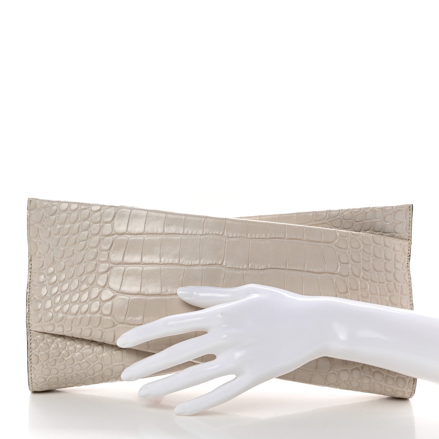 Christian Louboutin Crocodile Embossed Calfskin Loubi Twist Zip Clutch Bag Craie 2 of 10