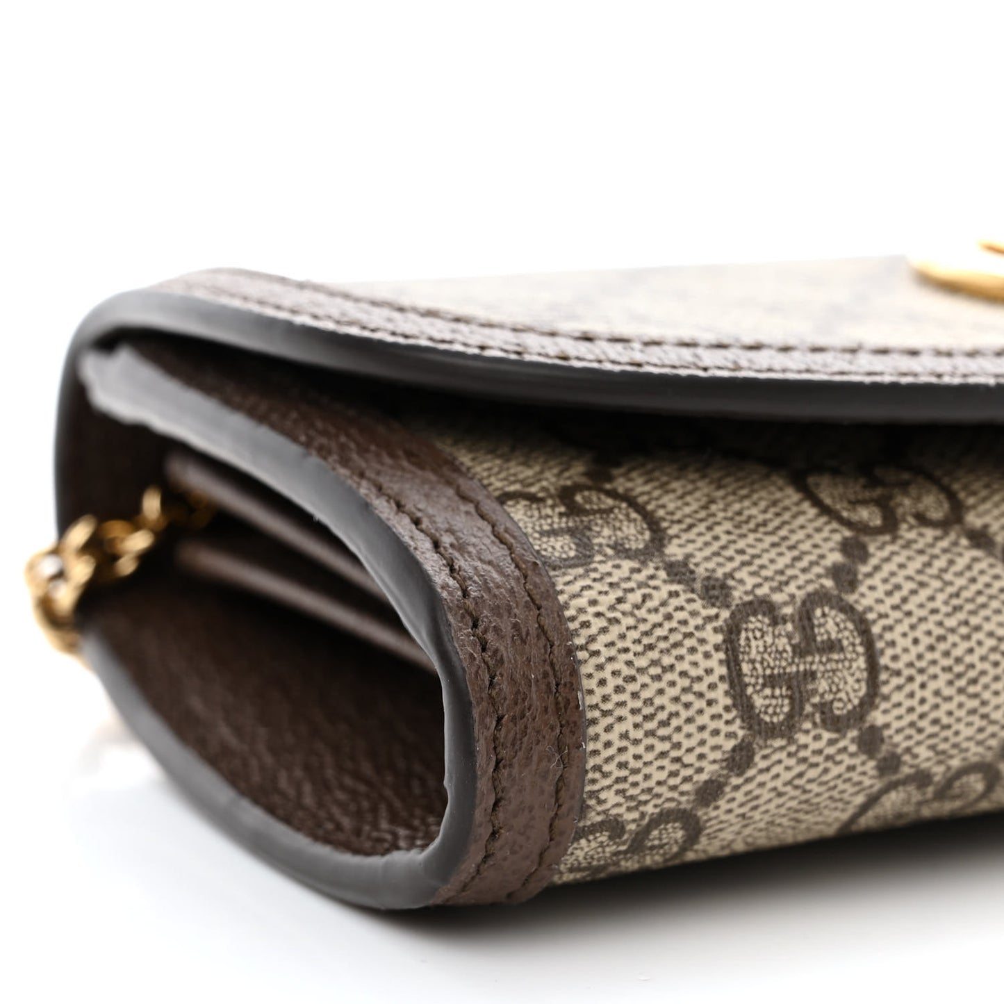 GG Supreme Monogram Textured Dollar Calfskin Blondie Continental Chain Wallet Beige Ebony New Acero