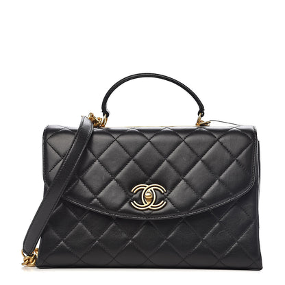 Chanel Lambskin Quilted Large Trendy Spirit Top Handle Bag Black 1 of 13