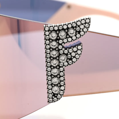 Fendi Mirrored Crystal Embellished FFreedom Shield Sunglasses FF 0382/S Pink 7 of 8
