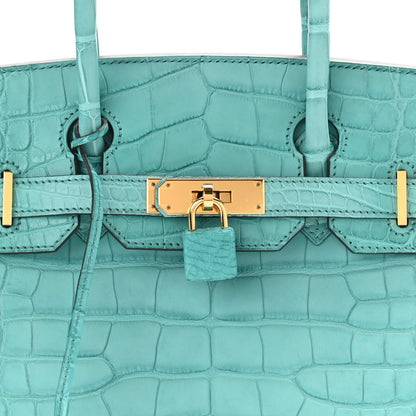 Hermes Matte Alligator Birkin 30 Bleu Atoll 8 of 11
