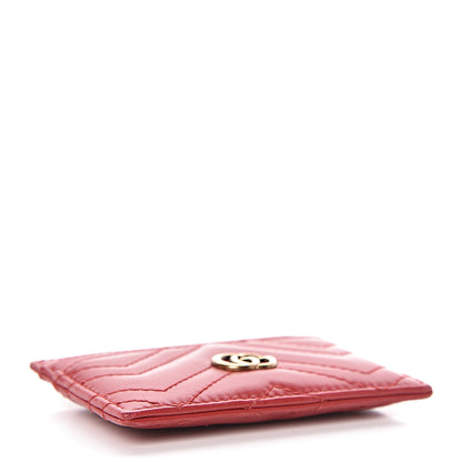 Gucci Calfskin Matelasse GG Marmont Card Holder Hibiscus Red 4 of 6