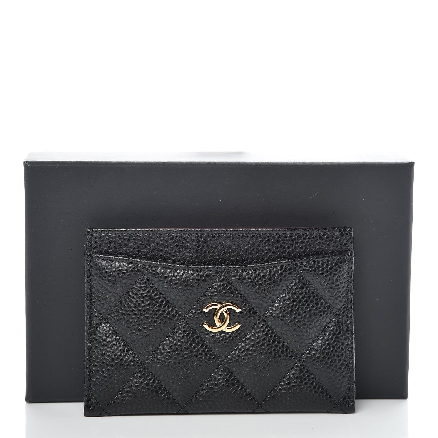 Caviar Quilted Card Holder Black