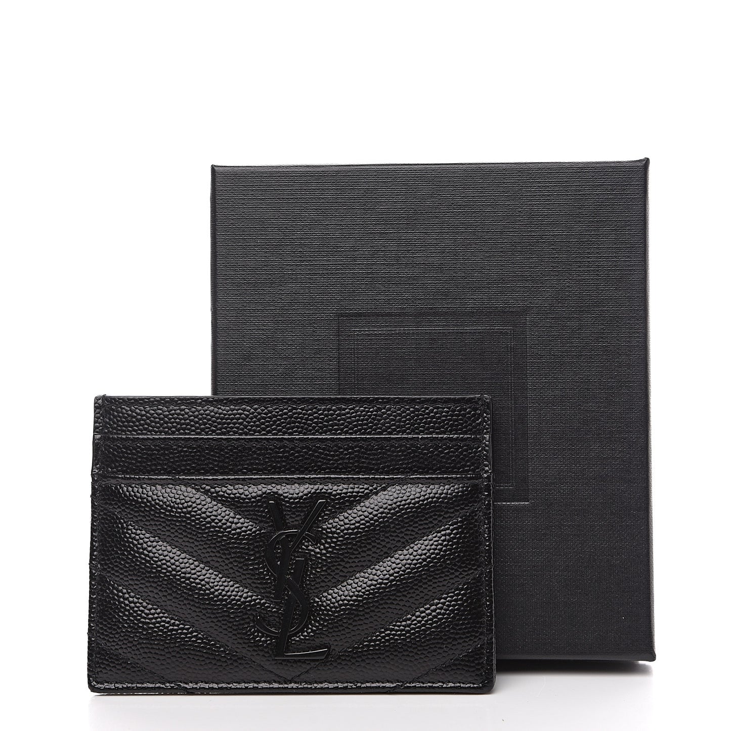 Grain De Poudre Matelasse Chevron Monogram Credit Card Case Black