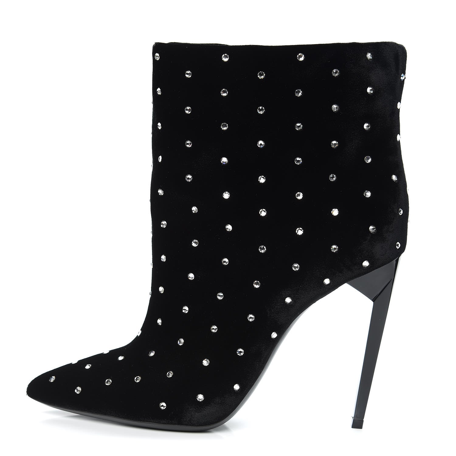 Saint Laurent Velluto Master Crystal Strass Freja 105 Ankle Booties 37.5 Black 1 of 8