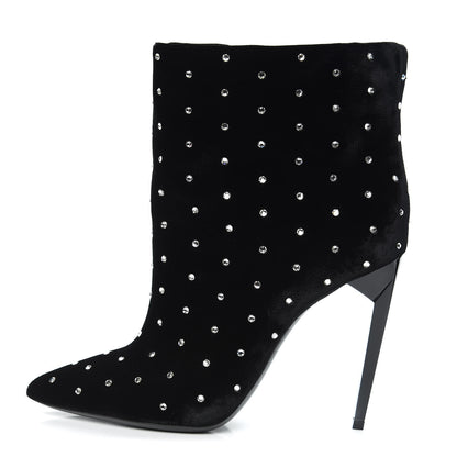 Saint Laurent Velluto Master Crystal Strass Freja 105 Ankle Booties 37.5 Black 1 of 8