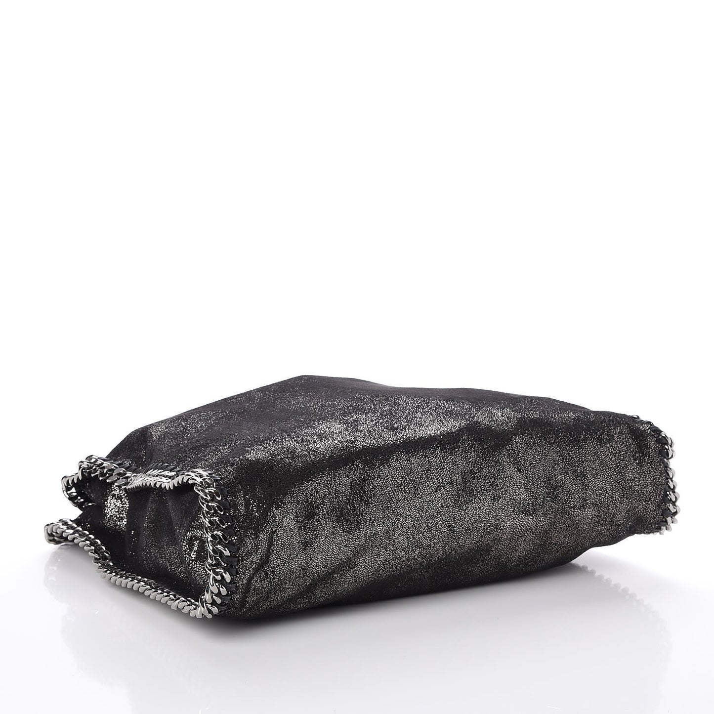 Chamois Shiny Dotted Falabella Fold Over Tote Ruthenium