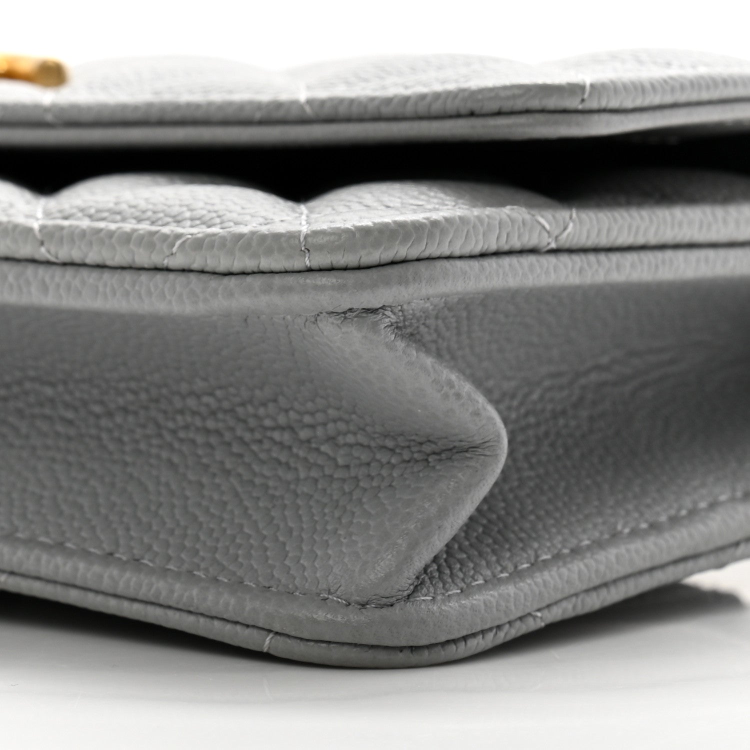 Chanel Caviar Quilted Sweetheart Wallet On Chain WOC Grey 11 of 12