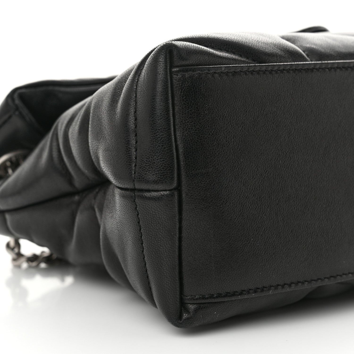 Saint Laurent Lambskin Quilted Small Loulou Puffer Monogram Chain Satchel Black 9 of 10