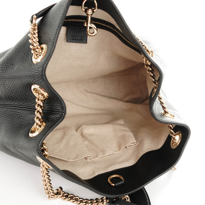 Gucci Pebbled Calfskin Medium Soho Chain Shoulder Bag Black 5 of 7
