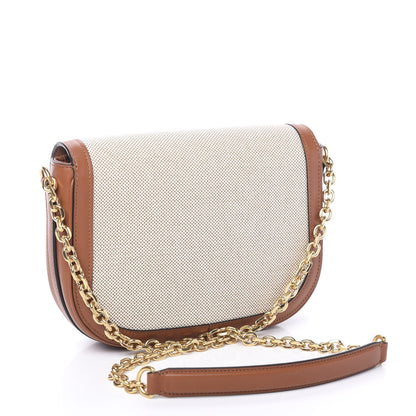 Celine Textile Natural Calfskin Medium Chain Maillon Triomphe Tan White 2 of 8