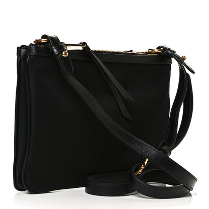Prada Tessuto Nylon Soft Calf Double Zip Crossbody Bag Black 2 of 10