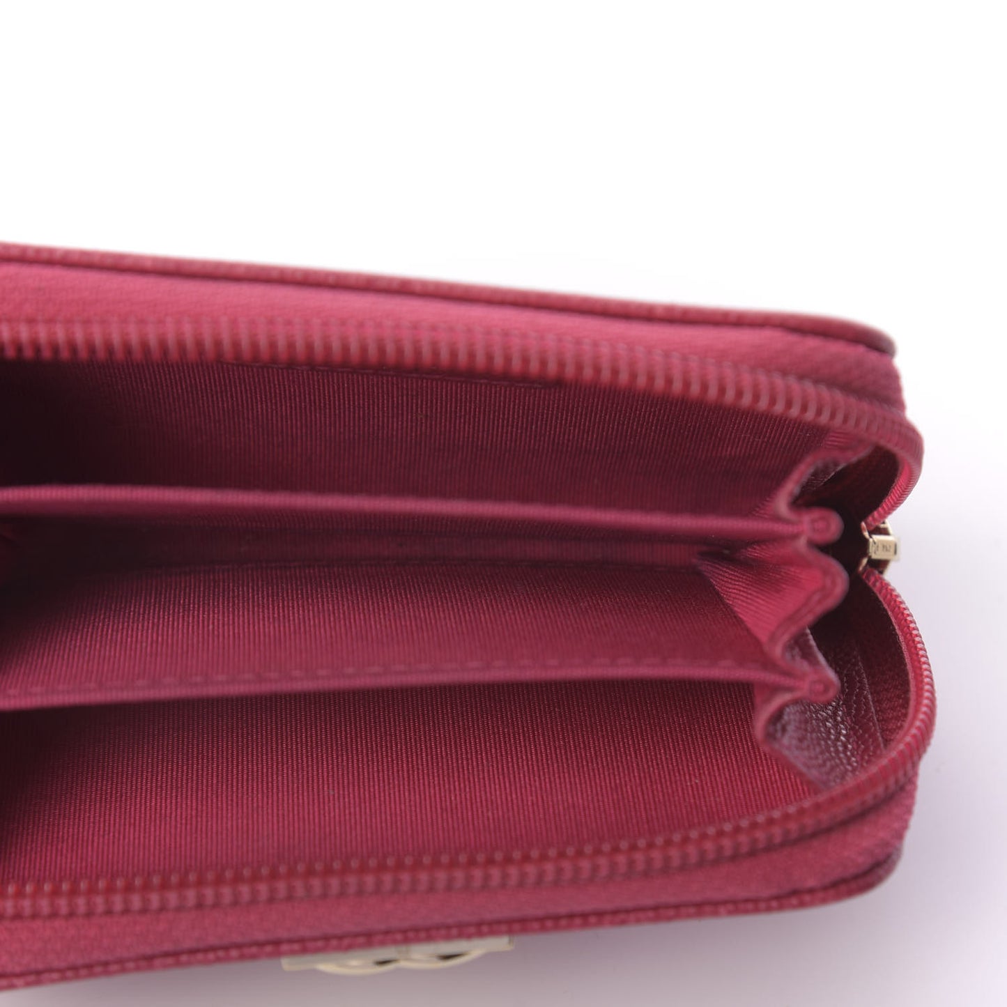 Caviar Quilted Boy Zip Around Coin Purse Wallet Dark Pink